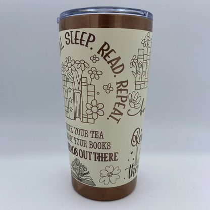 Book Lover engraved 20oz stainless steel tumbler