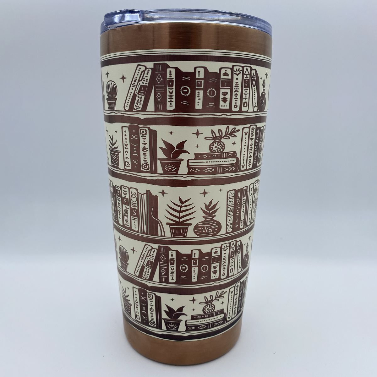 Bookshelf engraved tumbler for readers and teachers