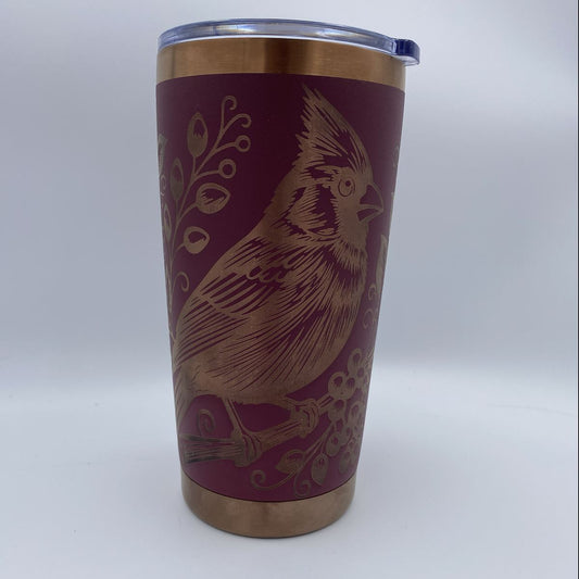 Cardinal on a Branch Engraved Tumbler