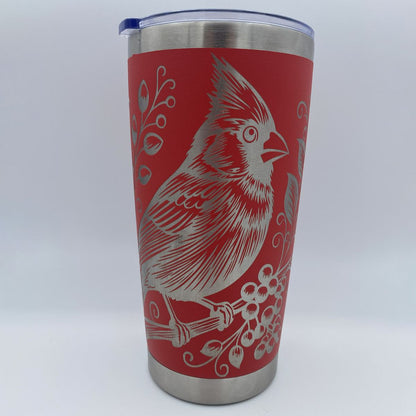 Cardinal on a Branch Engraved Tumbler