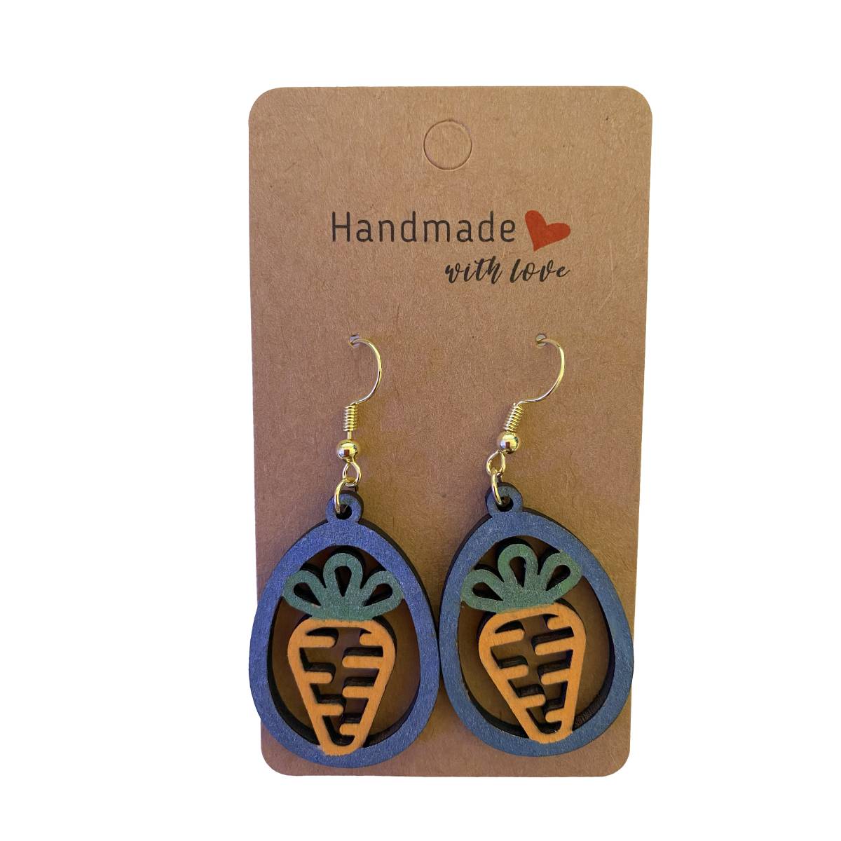 Easter Wooden Earring Designs - Carrot / Orange - jewelry