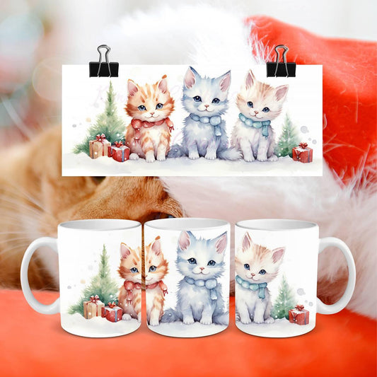 Cat Christmas Mugs - 3 cute kitten designs - Kimmie's Creations L.L.C.