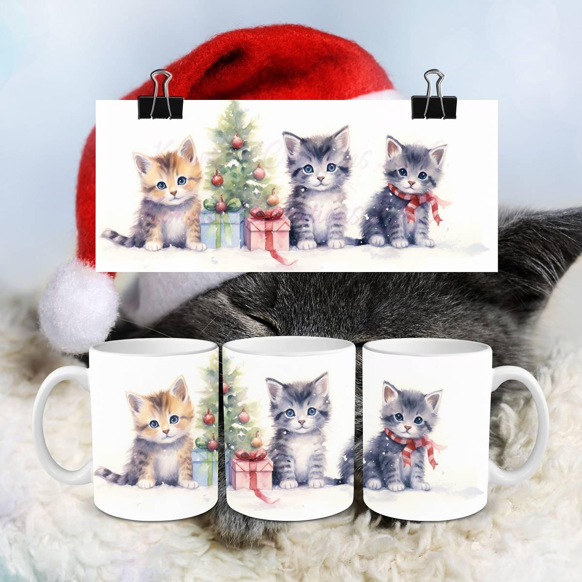 Cat Christmas Mugs - 3 cute kitten designs - Kimmie's Creations L.L.C.