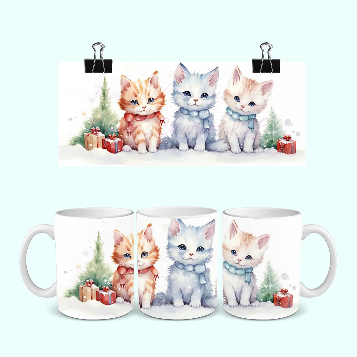 Cat Christmas Mugs - 3 cute kitten designs - Kimmie's Creations L.L.C.