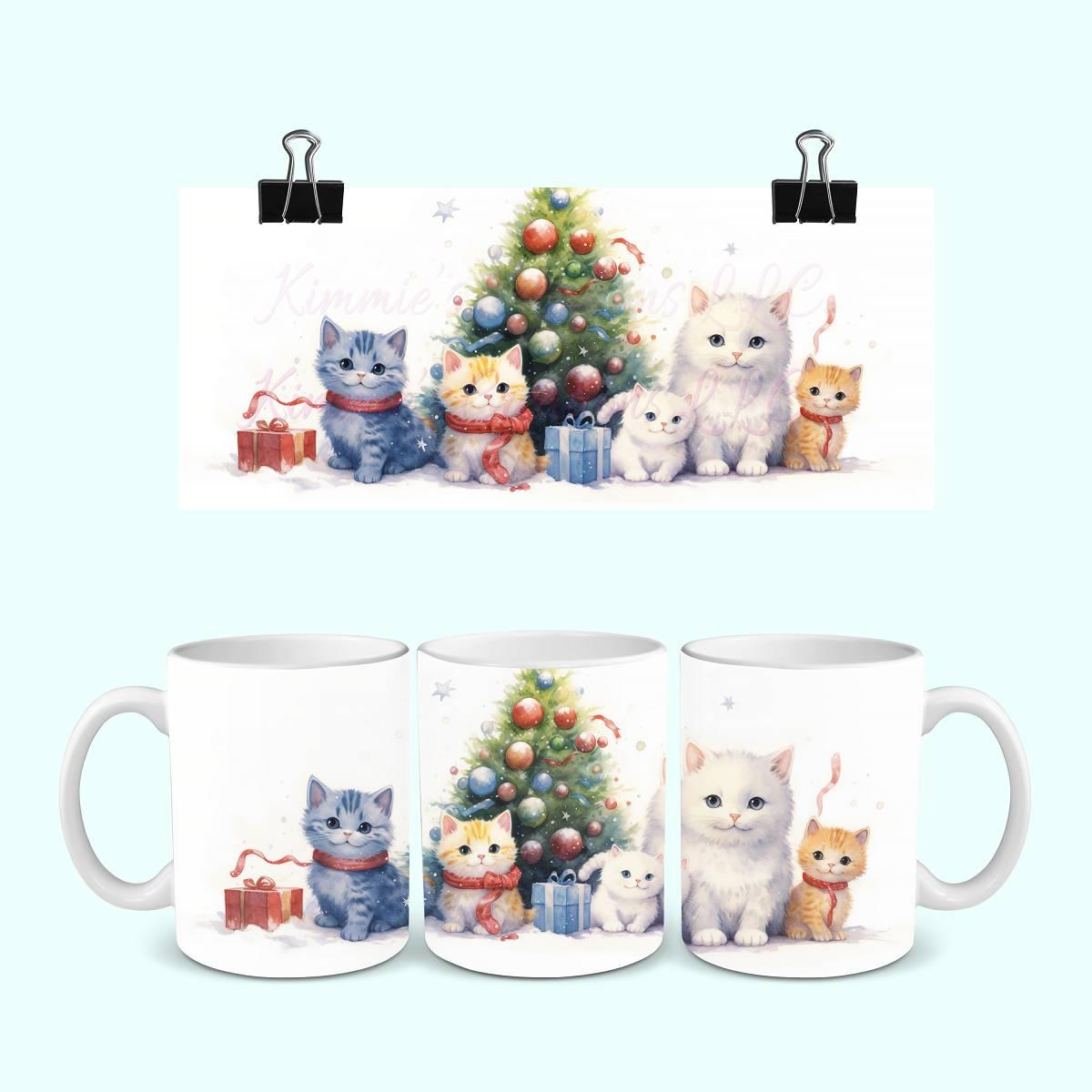 Cat Christmas Mugs - 3 cute kitten designs - Kimmie's Creations L.L.C.