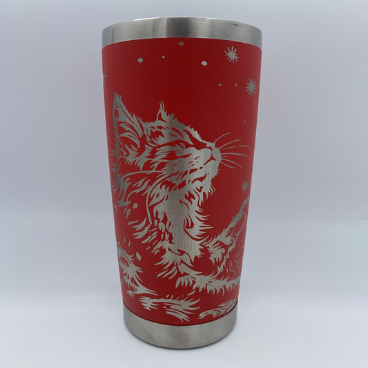 Cat and Butterflies Engraved Tumbler