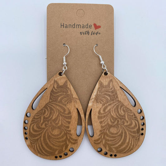 Cat Wooden Earrings