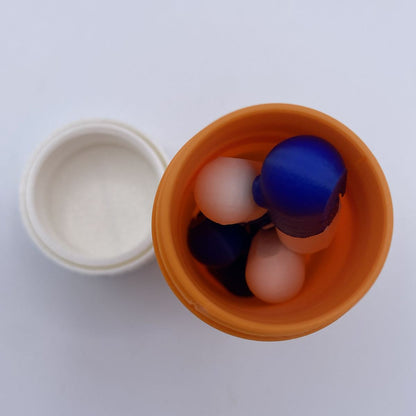 Six chill pill fidgets with 3D printed prescription bottle