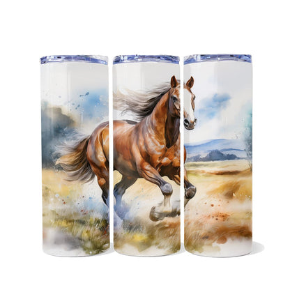 Clydesdale Galloping Dual Opening Skinny Tumbler