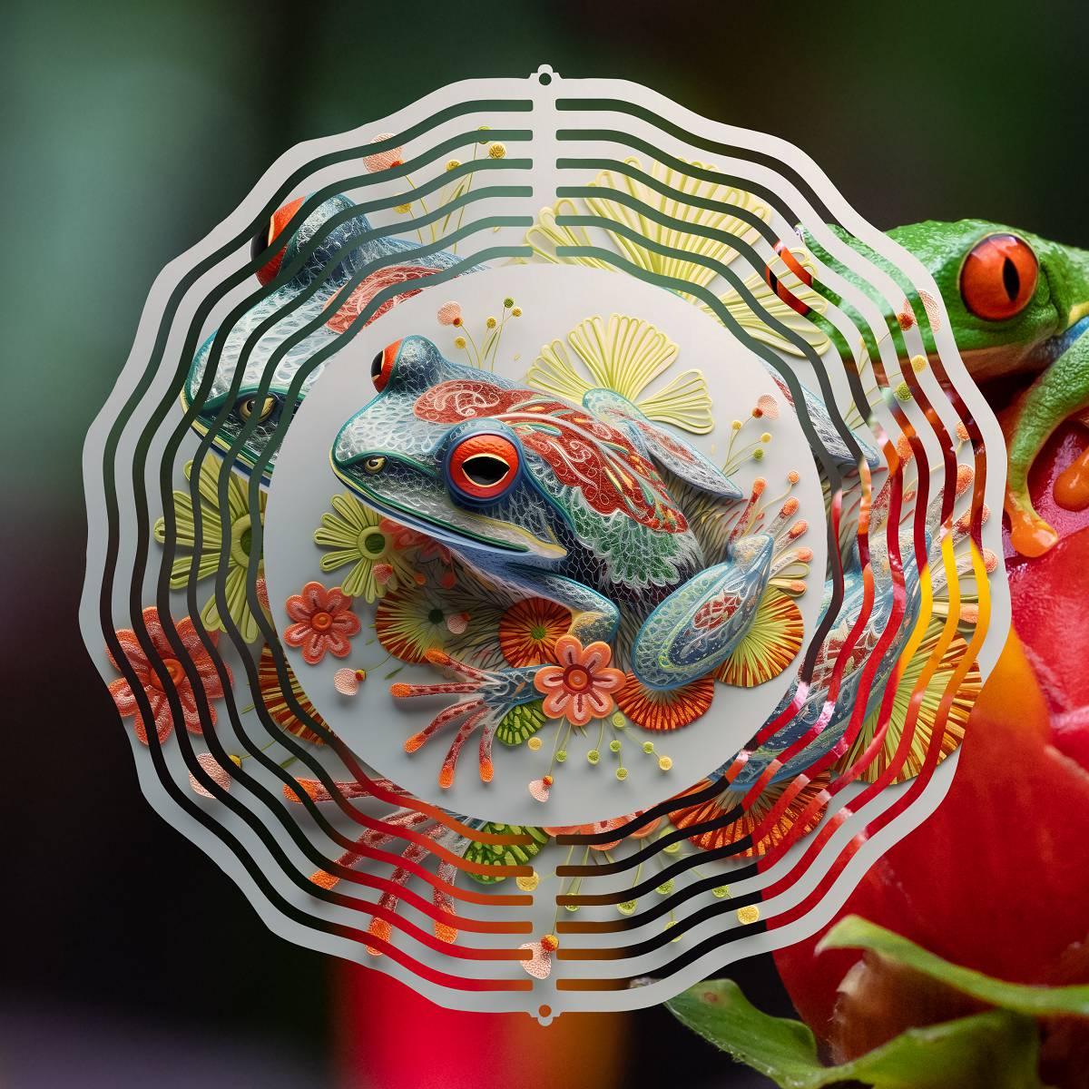 Colorful Artistic 3D Frog Wind Spinner - wind spinner