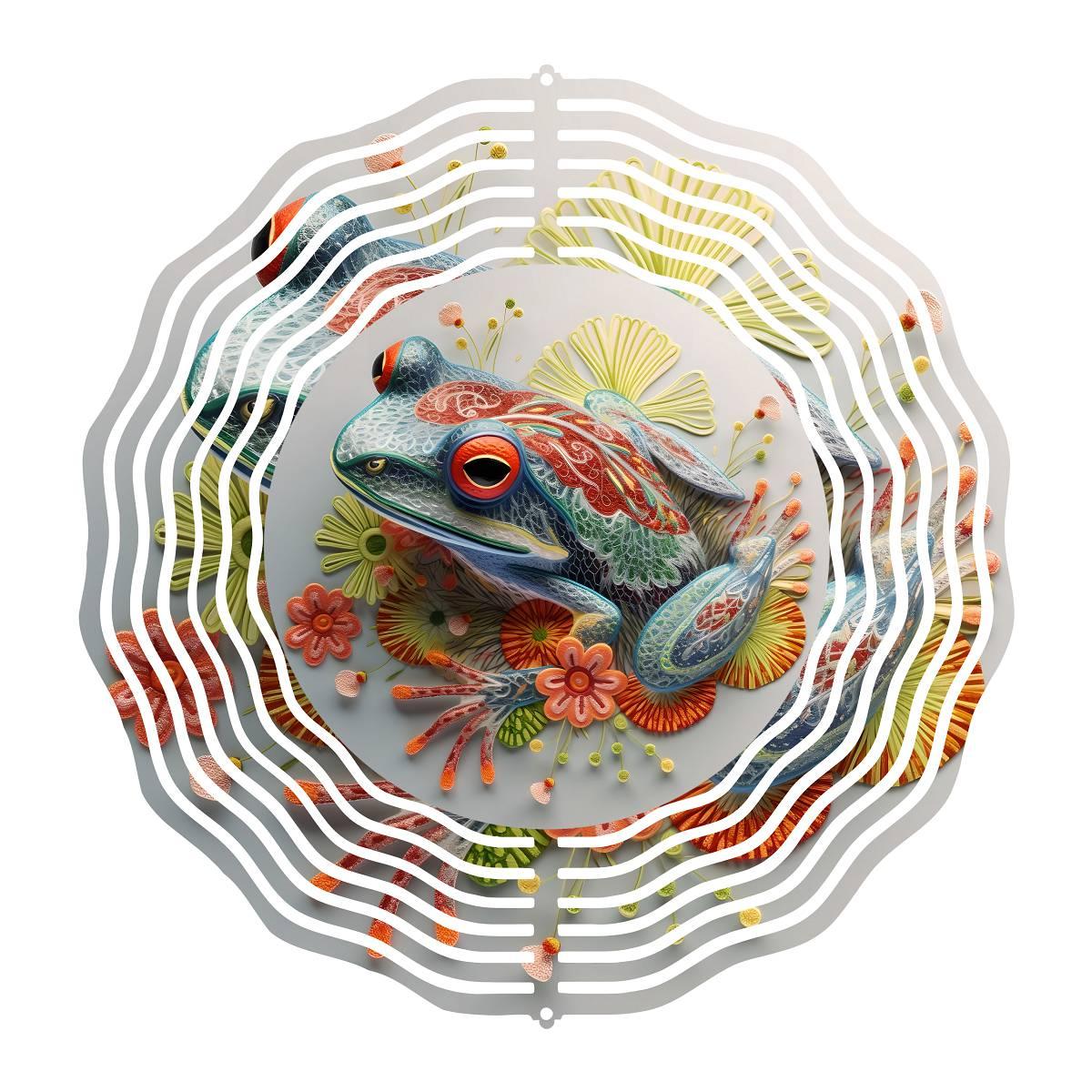 Colorful Artistic 3D Frog Wind Spinner - wind spinner