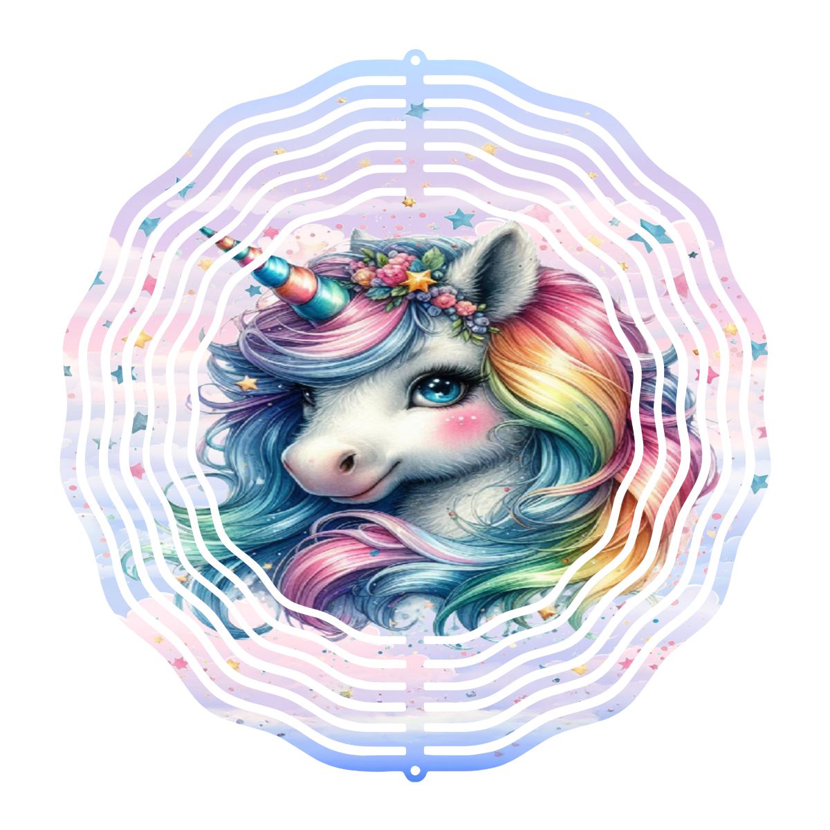 Colorful Unicorn with Stars Wind Spinner
