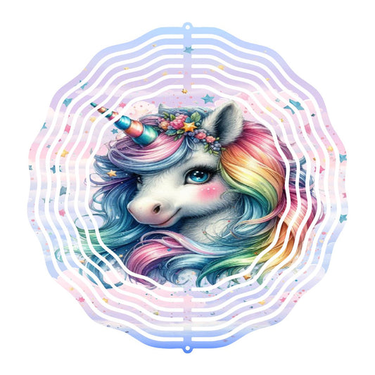 Colorful Unicorn with Stars Wind Spinner