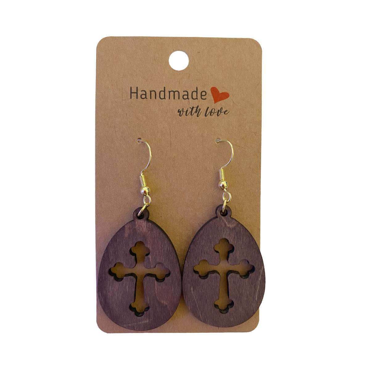 Easter Wooden Earring Designs - Cross / Rosewood - jewelry