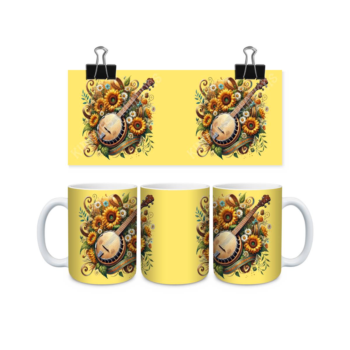 Banjo on Floral Background Mug - Kimmie's Creations L.L.C.