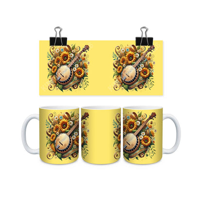 Banjo on Floral Background Mug - Kimmie's Creations L.L.C.