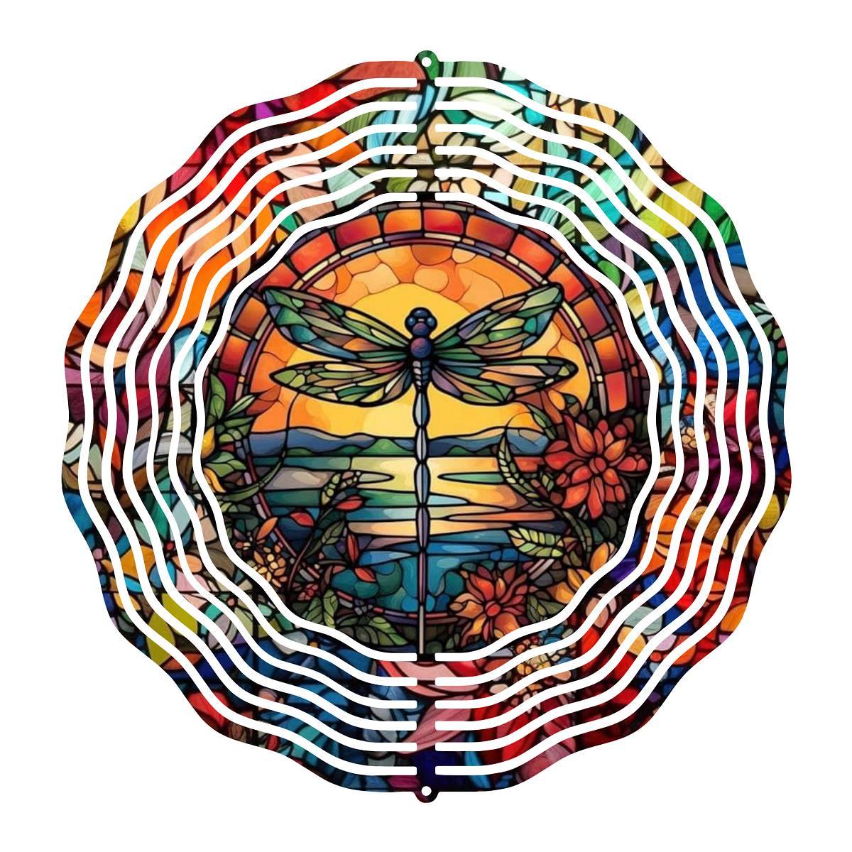 A Dragonfly in Stained-glass Wind Spinner - wind spinner