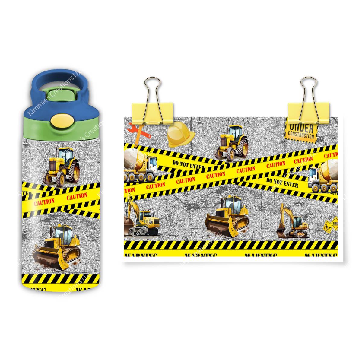 Revolutionize Playtime: Construction-themed Flip Top Water Bottle! - Kimmie's Creations L.L.C.