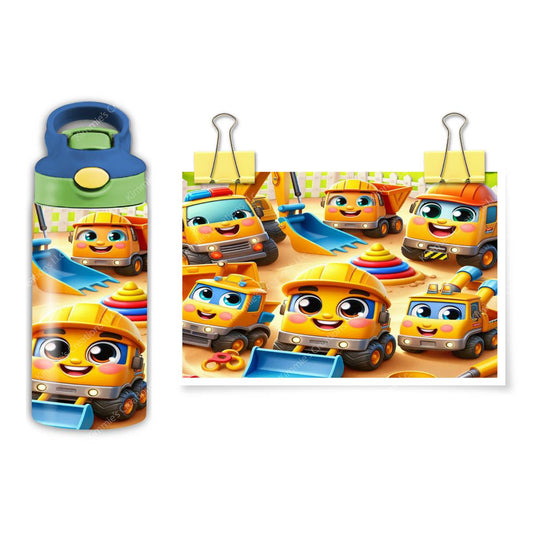 Quirky Cartoon Construction Fun: Hydration Hijinks! a 12 oz Flip Top - flip top