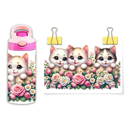 Kittens Peeking Over a Fence - 12 oz Flip Top - flip top