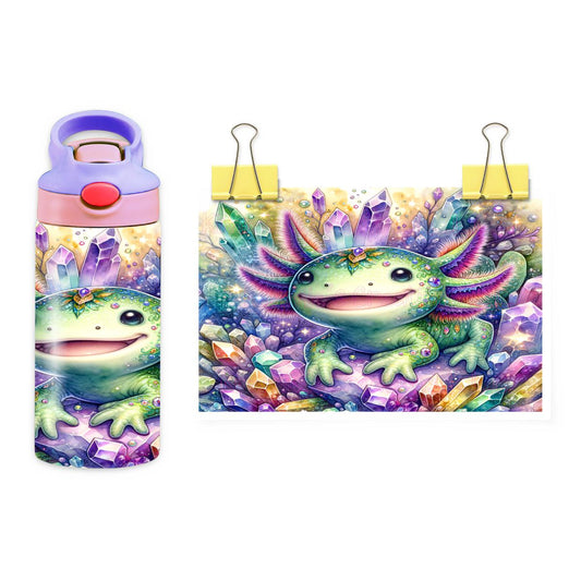 Axolotl with Crystals 12oz Flip Top