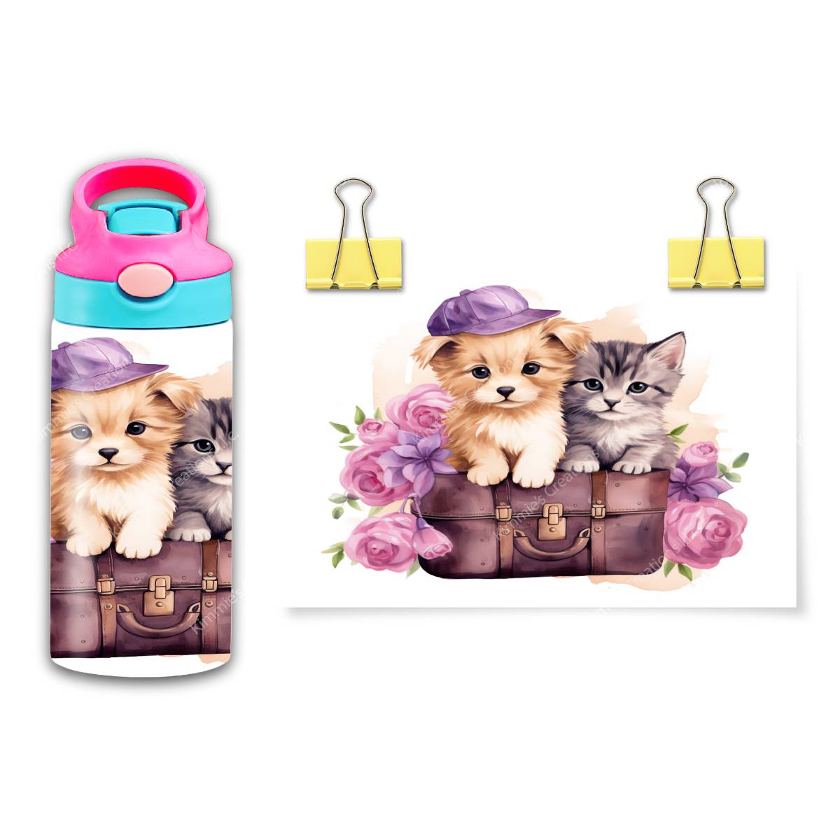 Furry Friends Frolic Freely - a 12 oz Flip Top - Kimmie's Creations L.L.C.