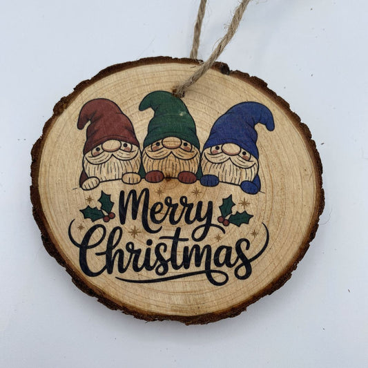 Christmas Themed Wood Bark Ornaments