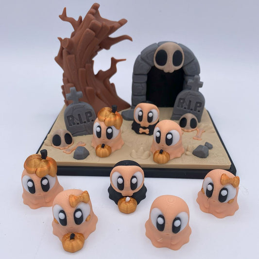 Graveyard with Ghosts Halloween Decor Playset