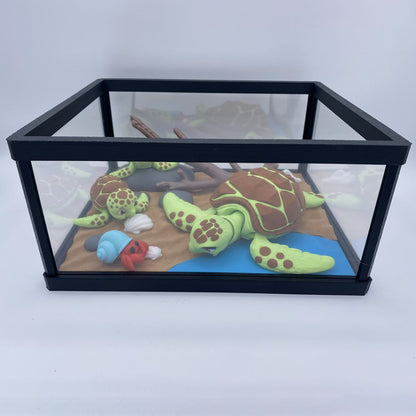 Green sea turtle terrarium 3D printed articulated diorama display