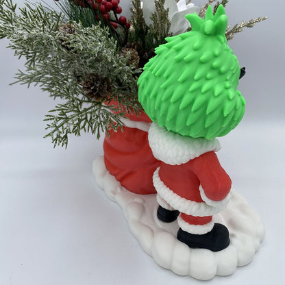 Grinch with Santa's bag BBW soap holder 3D printed Christmas decor