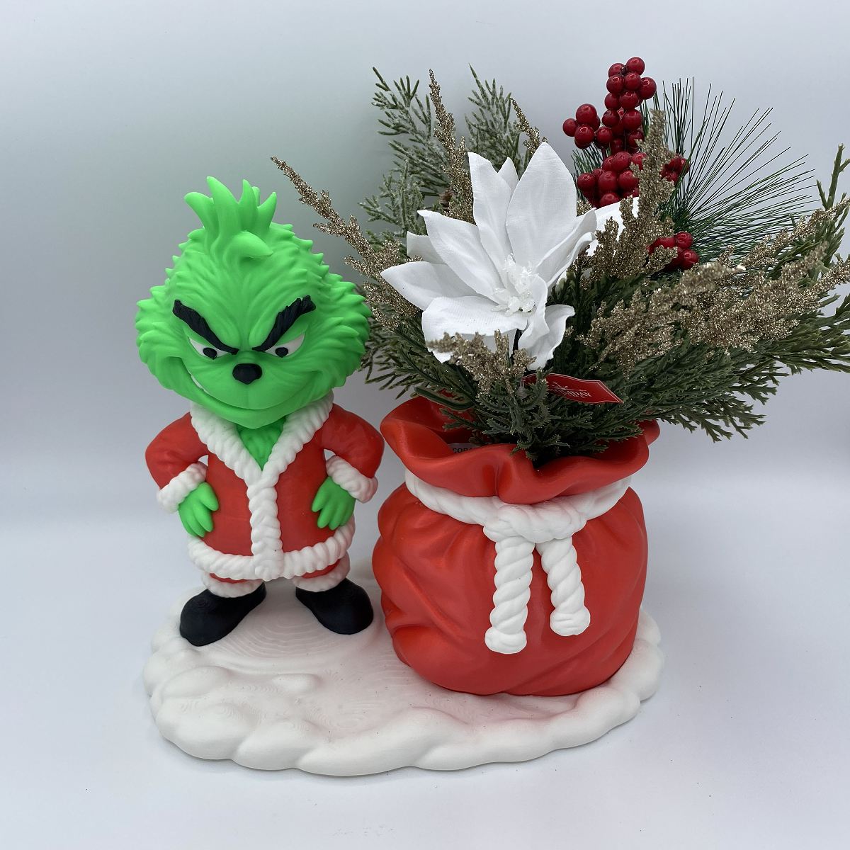 Grinch with Santa's bag BBW soap holder 3D printed Christmas decor