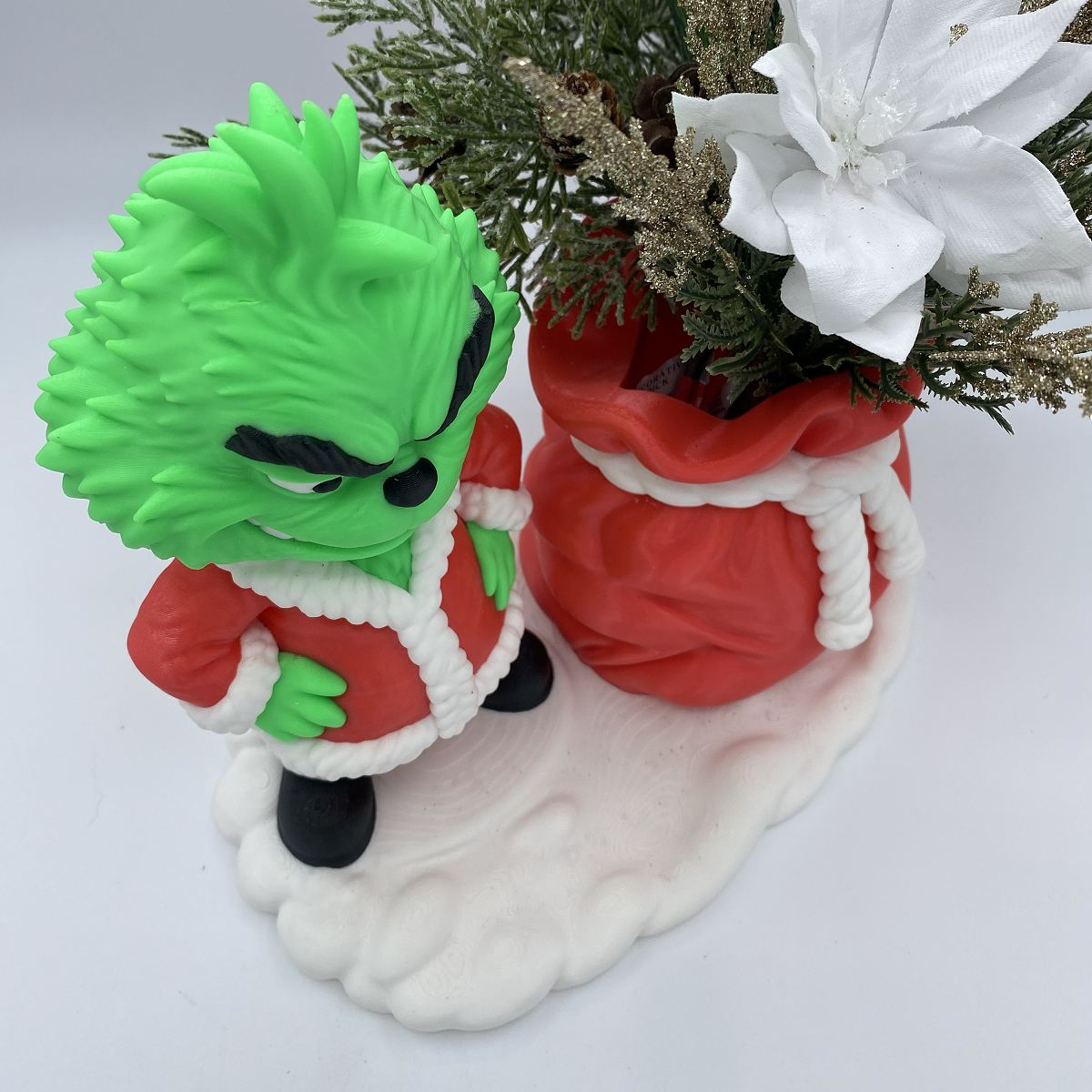 Grinch with Santa's bag BBW soap holder 3D printed Christmas decor