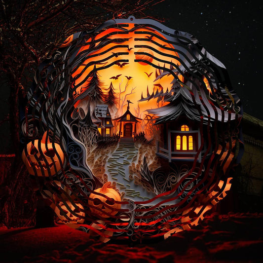 Spooky Spectacle: Haunted House-Inspired Wind Spinner! - wind spinner