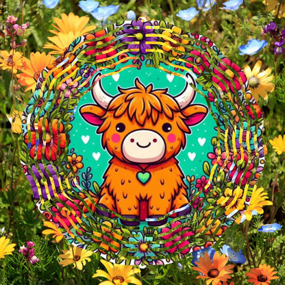 Highland Cow Playfully Twirls! - a Wind Spinner - wind spinner