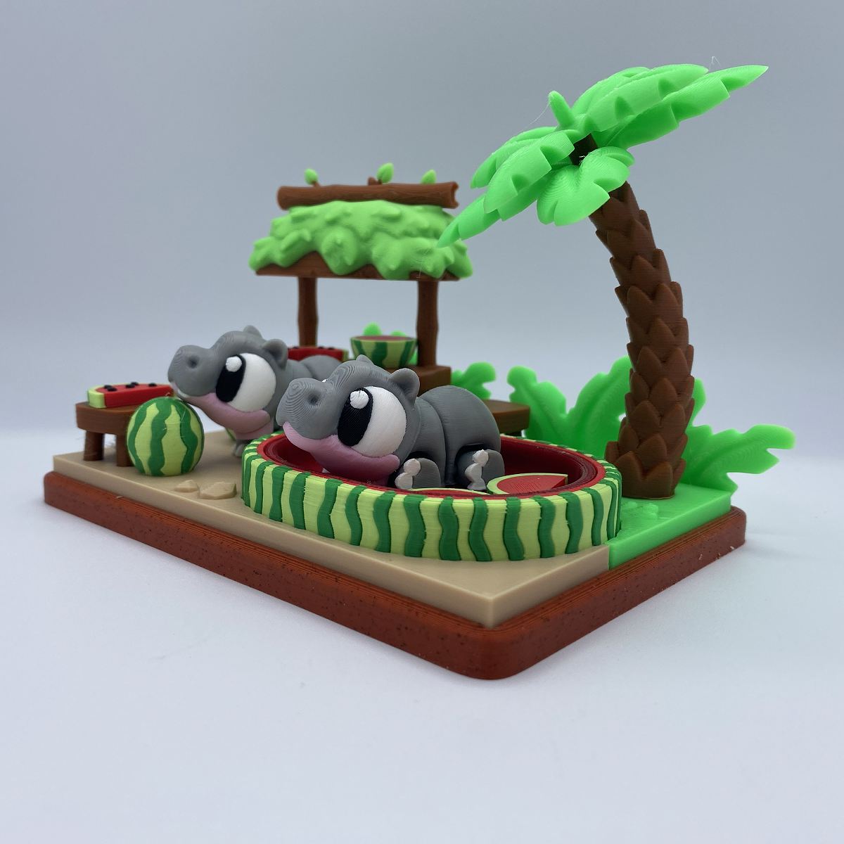 Hippo Watermelon Resort 3D printed playset side view