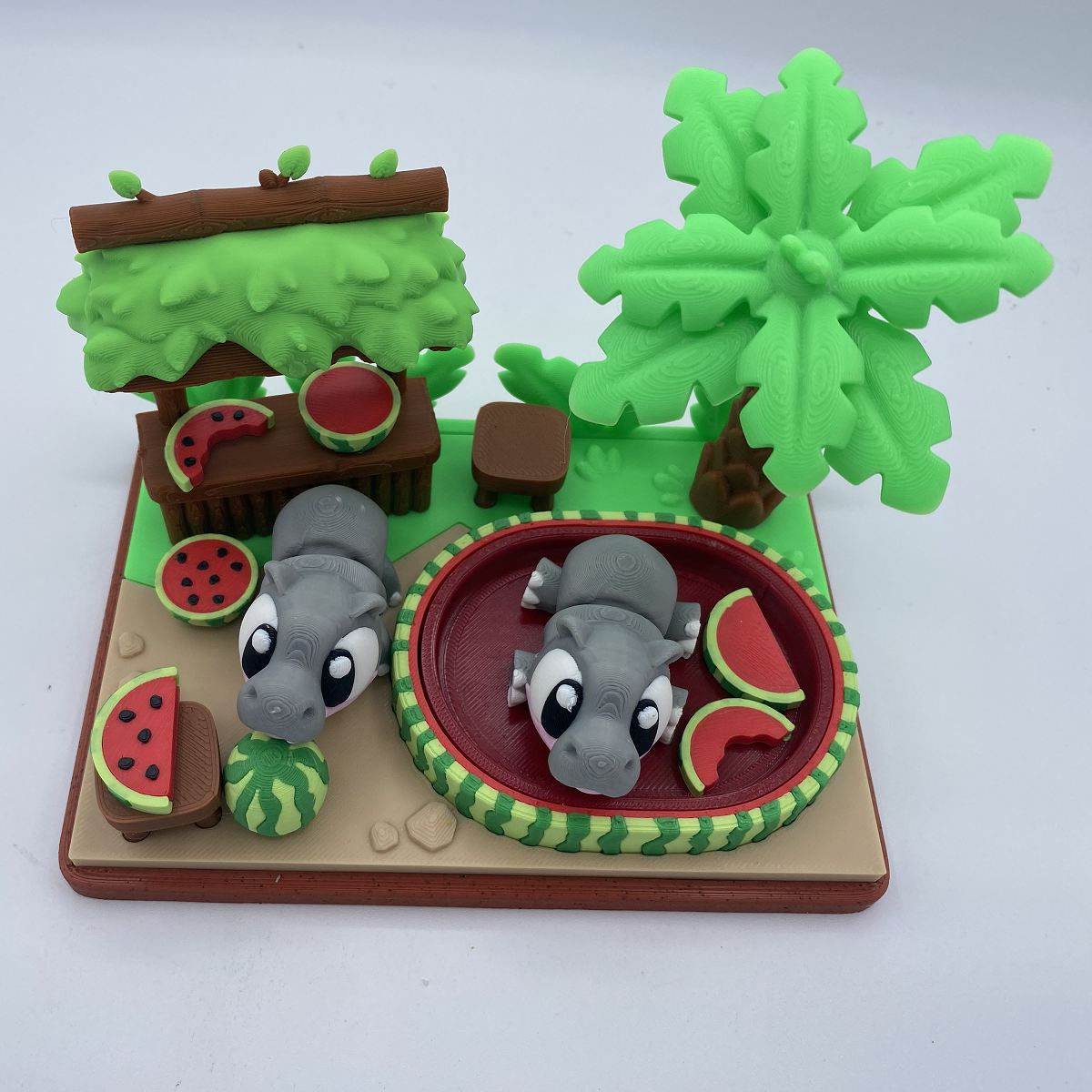 Hippo Watermelon Resort 3D printed playset top view