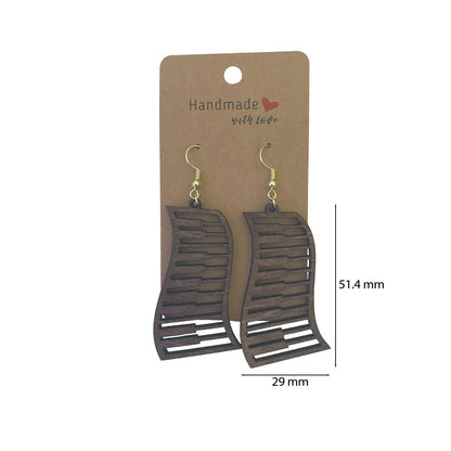 Musical Notes a Keyboard and Staff Lines in a Heart Wooden Earrings - Kimmie's Creations L.L.C.