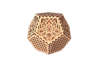 Dodecahedron Lanterns with flameless candles - Lotus / Basswood / Rosewood - decor