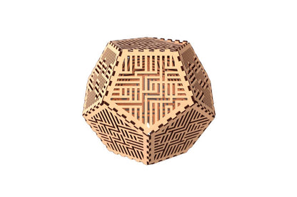 Dodecahedron Lanterns with flameless candles - Maze / Basswood / Rosewood - decor