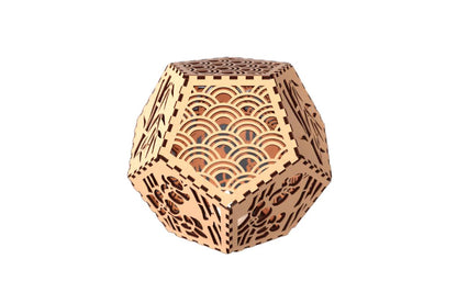 Dodecahedron Lanterns with flameless candles - Bamboo / Basswood / Rosewood - decor