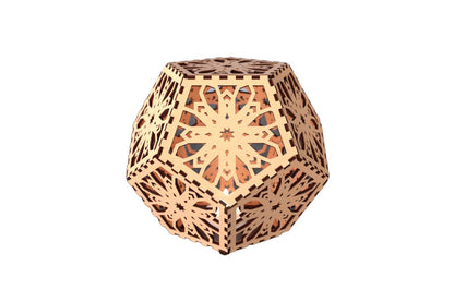Dodecahedron Lanterns with flameless candles - Flower / Basswood / Rosewood - decor