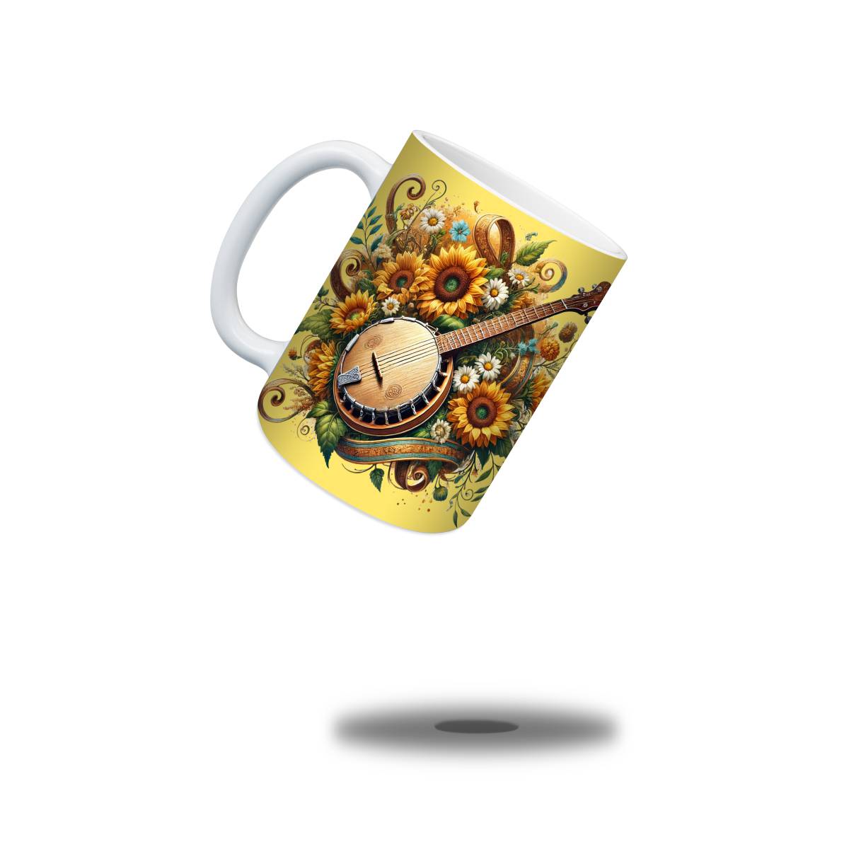 Banjo on Floral Background Mug - Kimmie's Creations L.L.C.