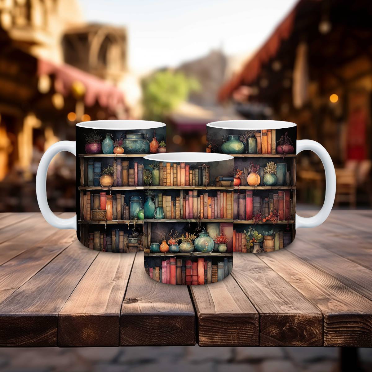 Library Books and Bookshelves Mugs - mug