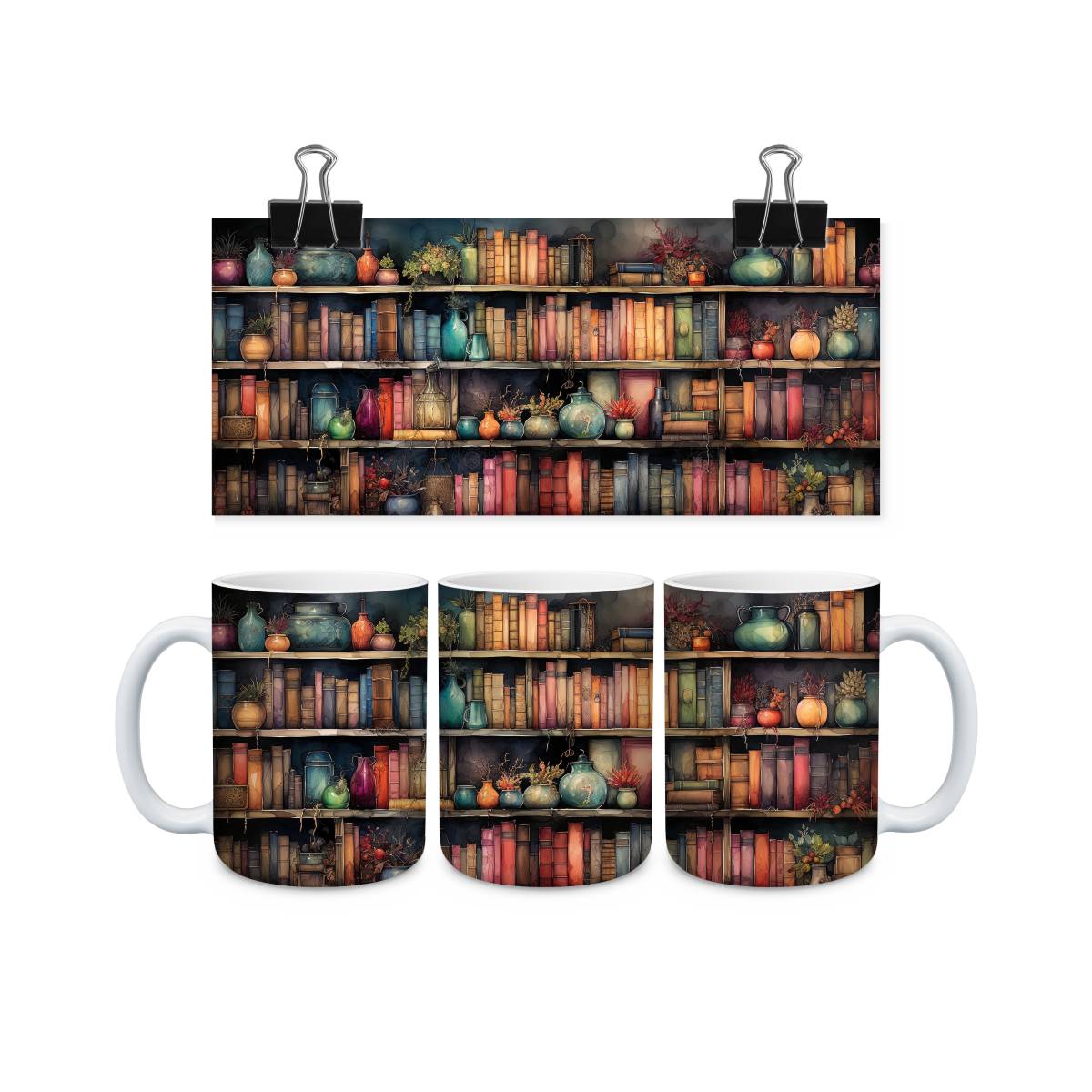 Library Books and Bookshelves Mugs - mug