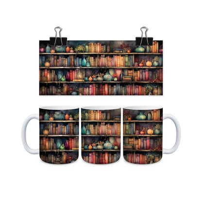 Library Books and Bookshelves Mugs - mug