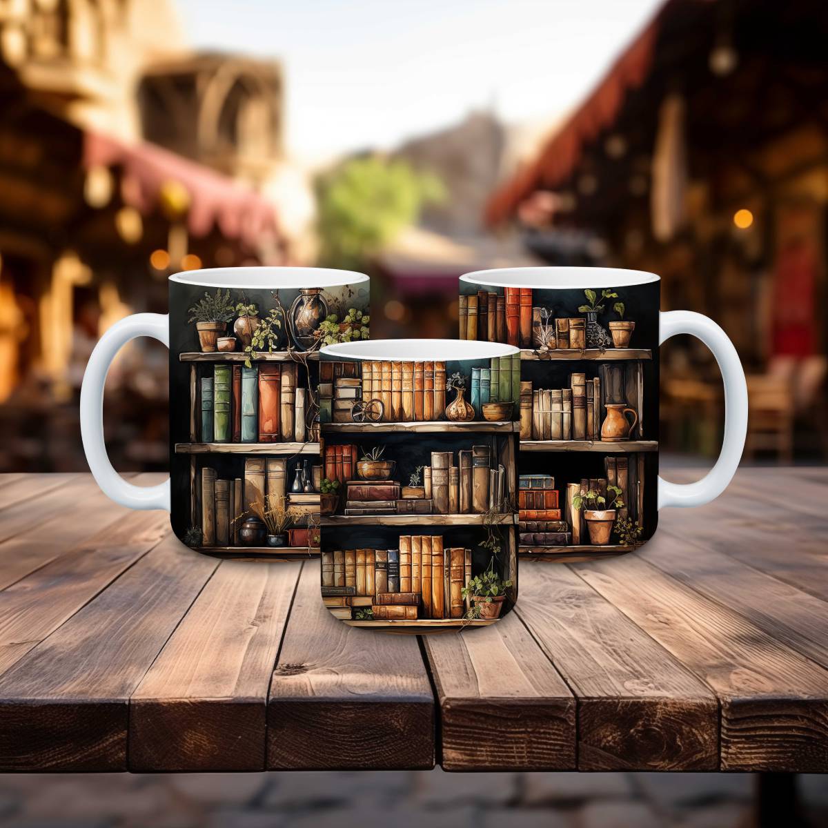 Library Books and Bookshelves Mugs - mug