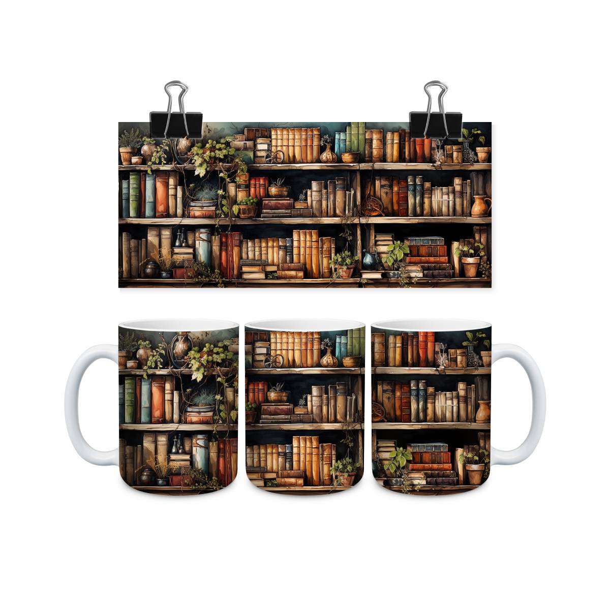 Library Books and Bookshelves Mugs - mug