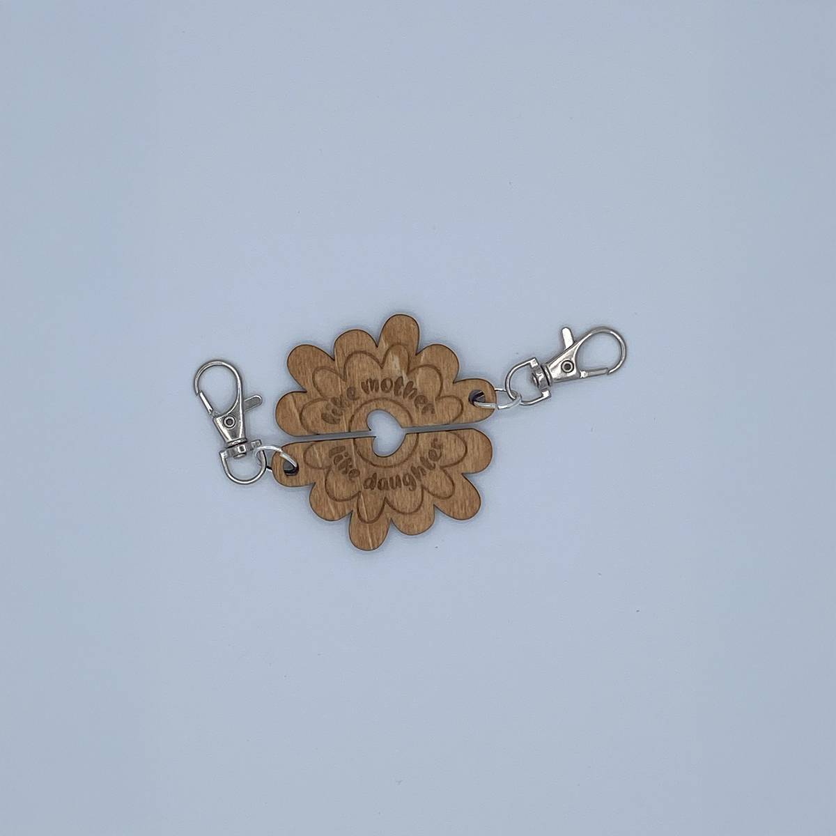 Engraved Mother’s Day Keychains Paired Sets - Like Mother Daughter Floral Design - keychain