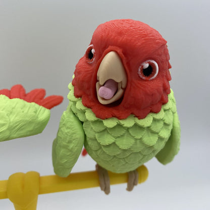 Lovebirds on a Perch - 3D Printed Articulated Diorama