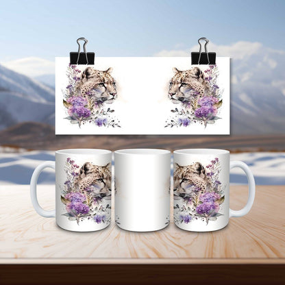 Snow Leopard in Astounding Watercolor Mug - mug